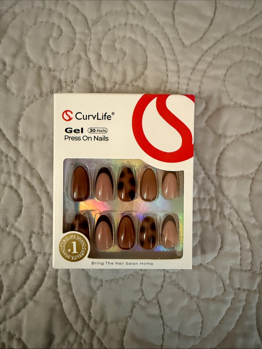 CurvLife Glossy Almond Short Amber Shell Tortoise Black Tips NIB